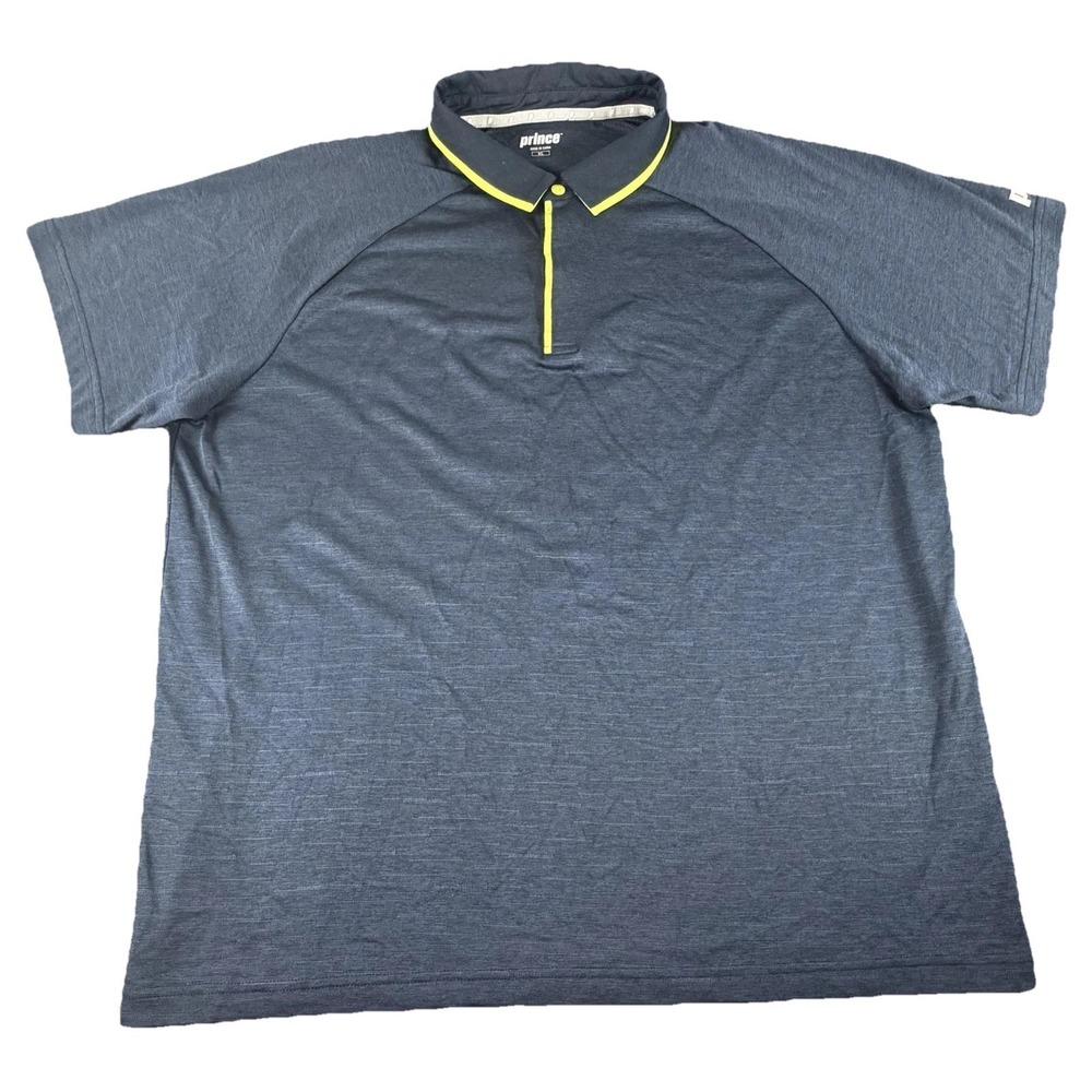 Prince Polo Shirt Mens XL Blue Performance Tennis Jersey Short Sleeve Logo